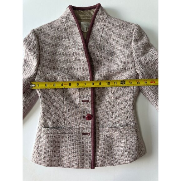 Petite Sophisticate Wool Blend Red & White Pattern Blazer Jacket Size 0 - Picture 14 of 15